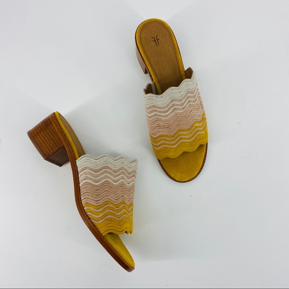 Frye yellow pink retro suede wave miles NEW - Picture 3 of 9